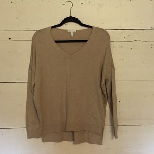 Leith Oatmeal V-neck Sweater